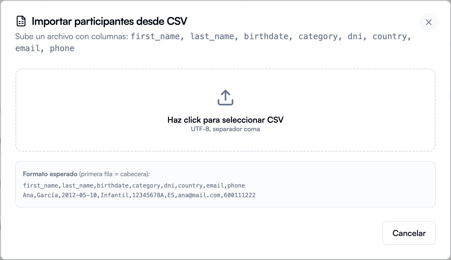 Importación CSV